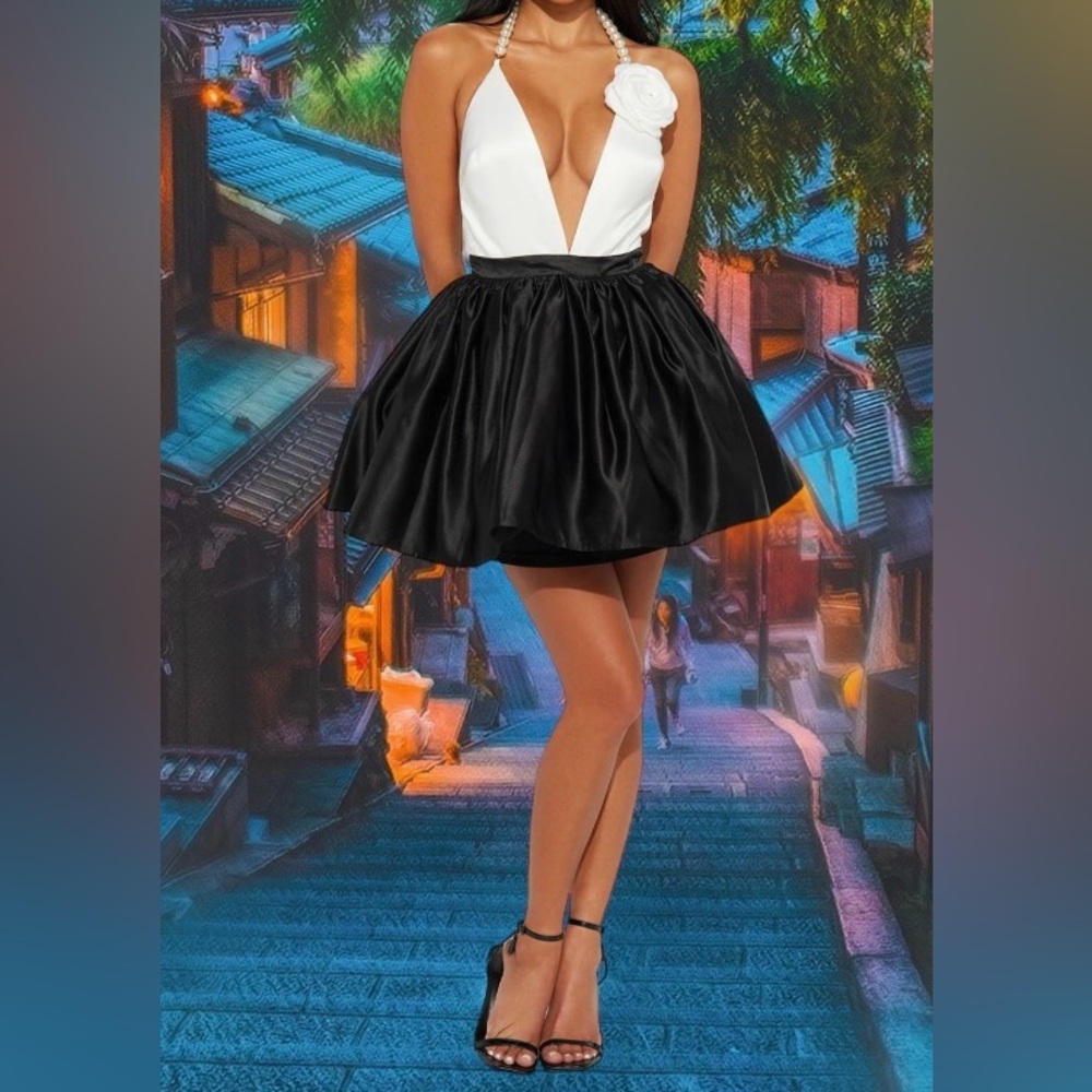 Fabulous Pearl and roses halter back dress. This piece is a sure head turner.SzL
